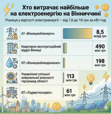 Заряджені на 100%. Хто найбільше купує електоенергії на Вінниччині